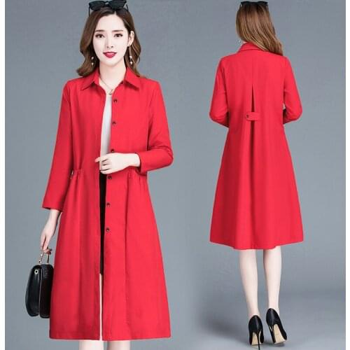 Spring Long Windbreaker Female New Solid Single-breasted Thin Trench Coat Loose Plus Size 5XL Autumn Outerwear Women Clothing