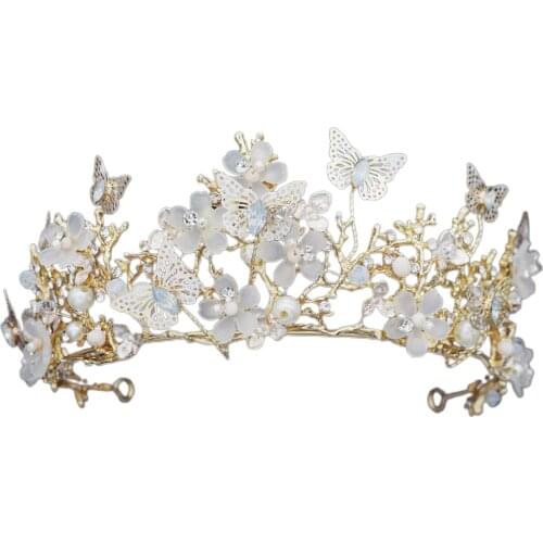 Princess Hair Crown Headband Handmade Quinceanera Bridal Crown Hairband Tiaras Birthday Prom Costume Hair Accessories