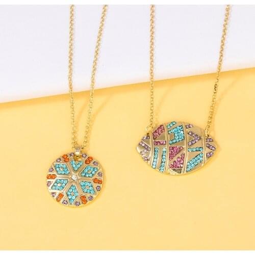 Luxury Multicolor Oval Pendant Necklaces Women Tribal Round Geometric Necklace Eye Crystal Necklaces Jewelry