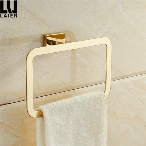 Gold Towel Ring chrome Bathroom accessories Decoration Elegant square style
