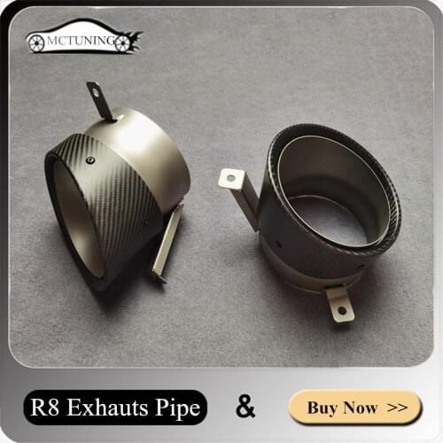 1 Pair Free Shipping Carbon Fiber Exhaust pipe Tailpipe For R8 2007-2015 Matte Stainless Steel For Akrapovic Muffler tip Nozzles