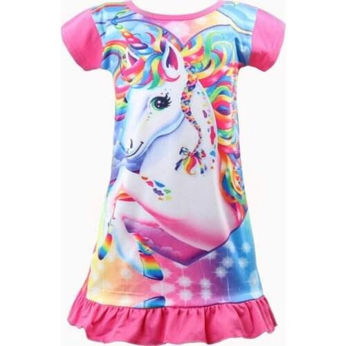 2018 Baby Kid Summer Princess Unicorn Dresses Girls Christmas Birthday Party Vestidos Dress Children Short Sleeve Clothing