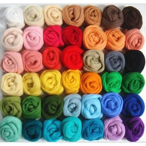 36 Colors Wool Roving Fibre Wool Yarn Roving For Needle Felting Hand Spinning DIY Needle Felt Wet Felt 36 Color Mixed Color Set
