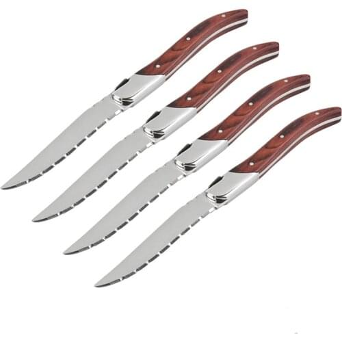 8.8'' Stainless Steel Steak Knives Laguiole Style Dinner Set Wooden Handle Cutlery Classical Table Knifes Tableware 1/2/4/6pcs