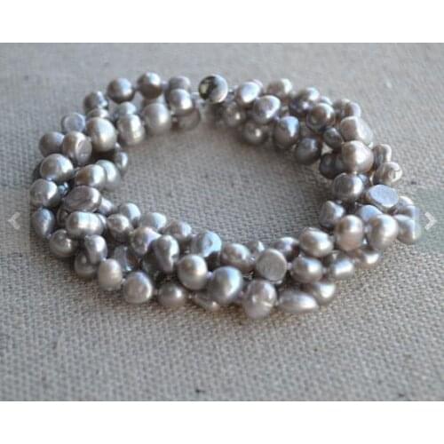 Dark Gray Pearl Bracelet 4 rows AA 6-7MM Freshwater Pearl Bracelet Magnet Clasp Bridesmaids Gift Maid Of Honor Wedding Jewelry