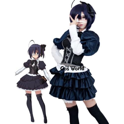 Chunibyou Demo Koi ga Shitai Takanashi Rikka Uniform Dress Pleated Skirt Outfit Anime Cosplay Costumes