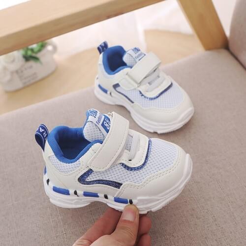 Children shoes Boys and girls soft bottom Rubber Mesh running shoes Sneakers Hook&Loop