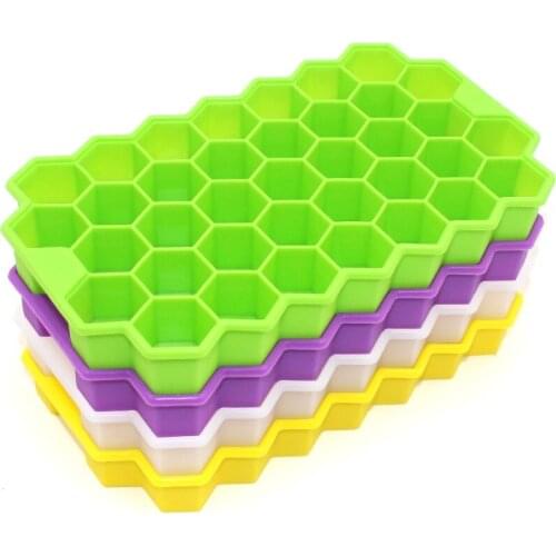 37 Grids Home Kitchen Ice Cube Tray Summer Honeycomb Shape Chocolate Mold Storage Containers Ice Cube Making Mold