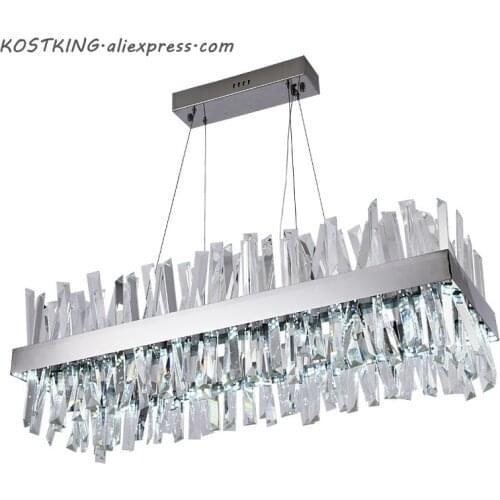 KOSTKING Luxury design modern LED crystal chandelier lights AC110V 220V luster cristal chrome dining room lamp for living room