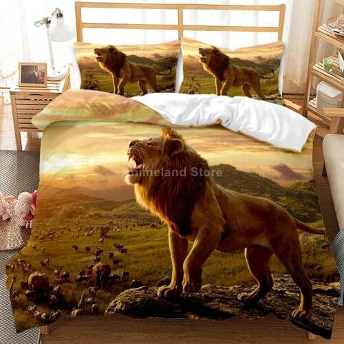 Cool Lion Bedding Set Animal 3d Scenery Bed Linen Quilt Duvet Cover Sets Home Textile Decor Twin Single Queen King Size Gift