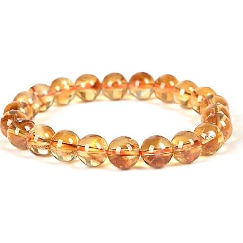 Round Golden 8mm Yellow Topaz Transparent gem Making Design Handmade Noble Bracelets 7.5inch For Gifts H200