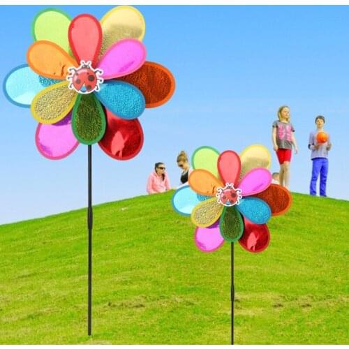 Hot Double Layer Windmill Wind Spinner Sequins Whirligig Home Yard Party Decor BX0D