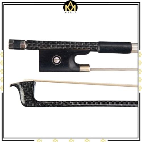 Master Silver Silk Braided Carbon Fiber Bow Ebony Frog W/ Paris Eye Inlay 4/4 Size Fiddle Bow