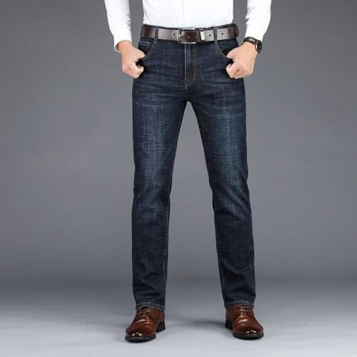 2021 Mens Straight Leg Business Casual Denim Jeans High Grade Elastic Wash Jeans Mens Trousers