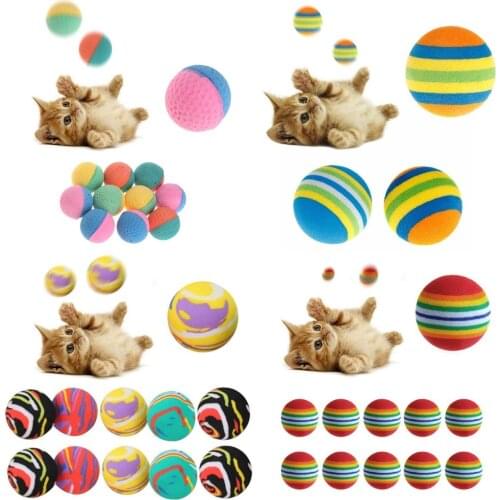 10 Pcs/Set Rainbow Ball Pet Toys EVA Soft Interactive Cat Dog Puppy Kitten Play Funny Colorful Gifts Chew Balls Pets