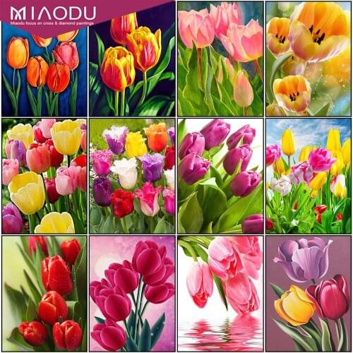 Miaodu 5D DIY Diamond Painting Flower Cross Stitch Kit Round Drill Embroidery Mosaic Rose Picture Of Rhinestones Gift Home Decor