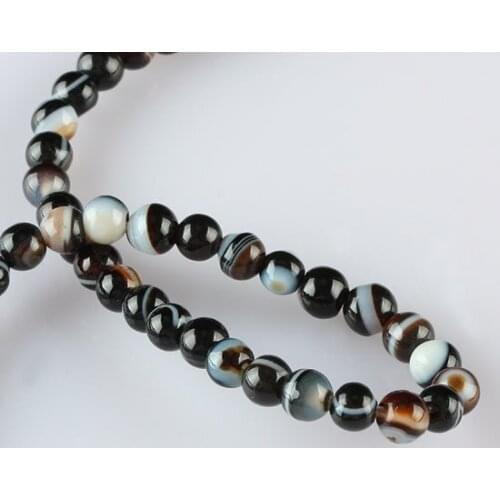 TUMBEELLUWA 4mm Natural Black Brazilian Agate Bead Round Loose Spacer Beads For Jewelry Making Bracelet Necklace Accessories