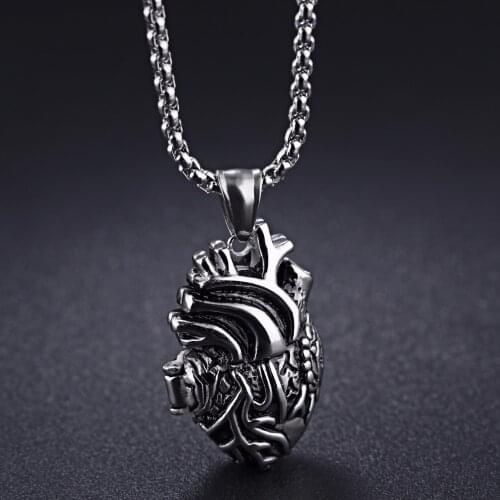 Openable Realistic Human Heart Charm Necklace in Stainless Steel Anatomically Correct Heart Necklace Nurse or Doctor Gift
