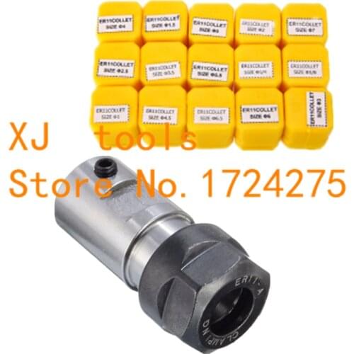 15pcs High Carbon Steel ER11 Spring Collet 1-7mm with ER11A Extension Rod Motor Shaft HolderInner 4MM 5MM 6MM 6.35MM 8MM