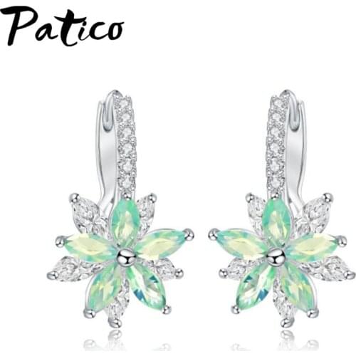 Europe Boucle Foreille Femme Romantic Stud Earrings Flower Cubic Zirconia For Women Party Girls Birthday Earings Jewelry