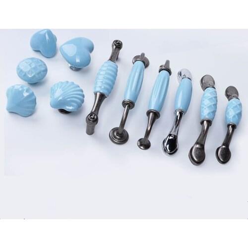 Blue Ceramic Cabinet Handles Drawer Knobs Kitchen Handles Cabinet Knobs and Handles Drawer Pulls Ceramic Knobs for Furniture