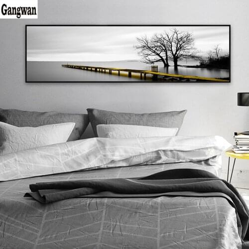 Modern Landscape Bridge Scene Black and White diamond painting cross stitch diamond rhinestone embroidery 5d mosaic large decor