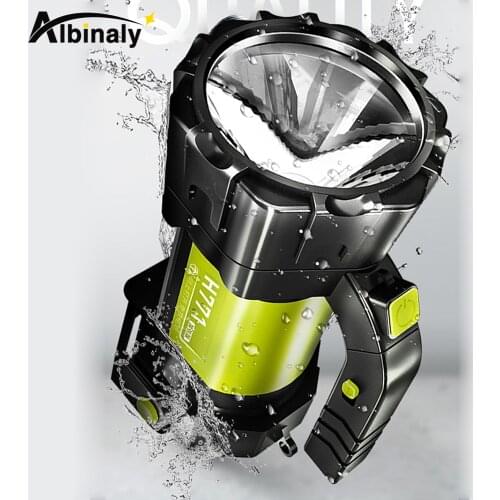 Super bright LED Searchlight Flashlight With side light 6 lighting modes Powered by 18650 battery For outdoor camping