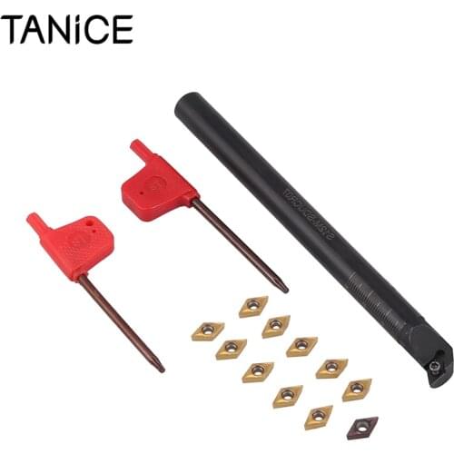 TANiCE Lathe Inner Turning Tool Boring Bar For S12M-SDUCR07 With 11pcs DCMT070204 Inserts For Steel Finishing And Semi-Finishing