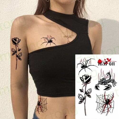 Waterproof Temporary Tattoo Sticker Scorpion Spider Flower Butterfly Snake Fake Tatto Flash Tatoo Body Art for Girl Woman Man