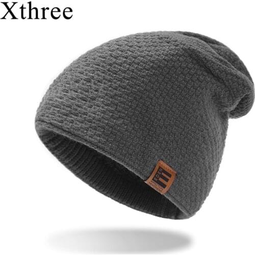Xthree Mens Beanies Skullies Knitted Hat With Lining Wool Male Gorras Bonnet Winter Hats For Men Beanies Hats