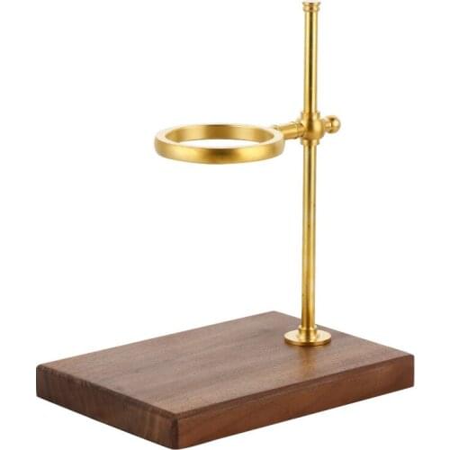 Pour Over Coffee Dripper Stand Cafe V60 Funnel Cup Holder Adjustable Height Drip Caffe Maker Filter Rack Pure Copper & Wood Base
