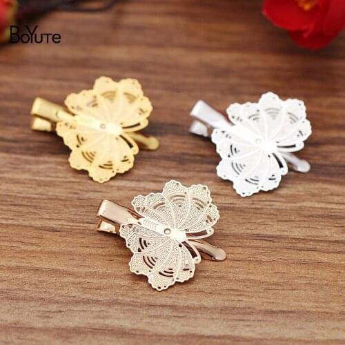 BoYuTe (20 Pieces/Lot) 22*30MM Butterfly Hair Clips Factory Supply Women Hair Accessories Handmade Materials