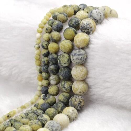 Yellow Grass Turquoise 4-12mm Matte Fashion Atreus New Natural Stone Round Beads For Jewelry Making Suitable For Men Or Women