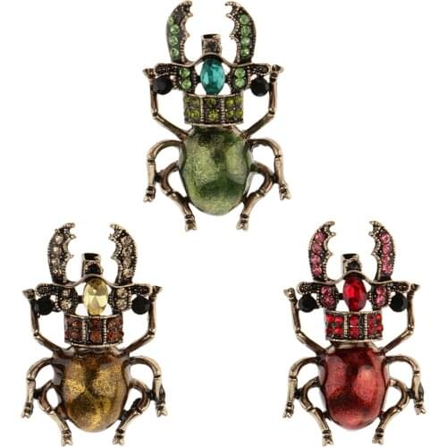 Women Enamel Insects Beetle Rhinestone Pins Brooch Badge Clothing Jewelries