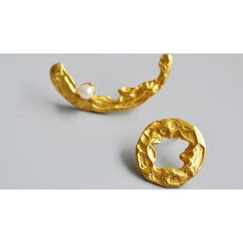 Korean Gold Moon Star Earrings For Women Girl Fashion Statement Big Star Moon Stud Earrings Set Jewelry