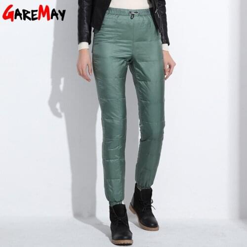 2020 Winter down pants women casual outwear elastic waist work wear womens fashion snow plus size thicken female trousers warm