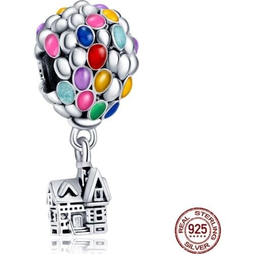 2021 New Hot Selling Color Balloon House Charm 100% 925 Sterling Silver Suitable For 3mm Bracelet Ladies Fine Jewelry Gift