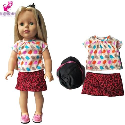3 in 1 Flower shirt + Mini skirt + Cap Doll set for 18 inch 45cm doll clothes set