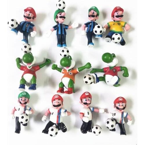 4pcs no repeat 7cm size Japanese cartoon super mario brother football cosplay action figure doll kids PVC model toy