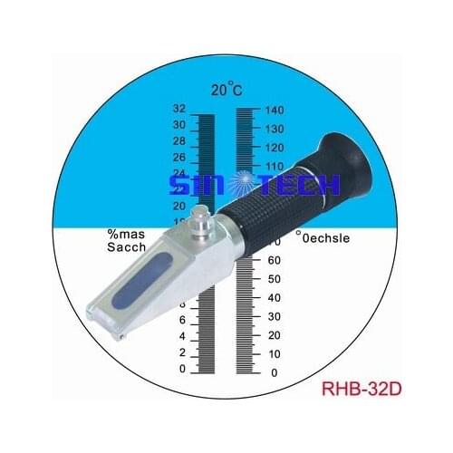 6pcs/lot Hand-held new design Wine/Oe Refractometer RHBN-32DATC with out-standing calibration screw