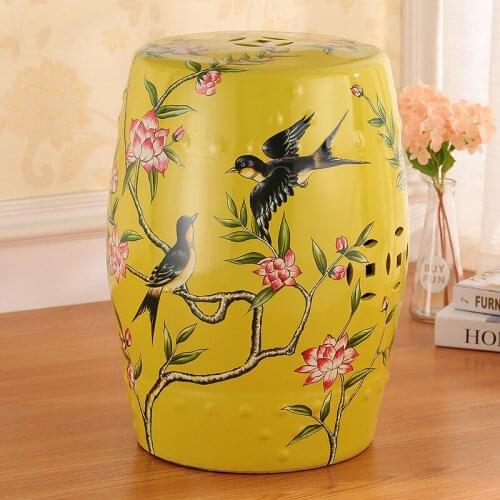 American dressing Shoes Stool flower And Bird Ceramic Drum Stool antique home decoration porcelain ceramic stool