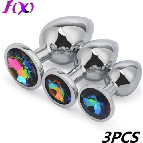 3 Size Anal Plug Heart Stainless Steel Crystal Anal Plug Removable Butt Plug Stimulator Anal Sex Toys Prostate Massager Dildo