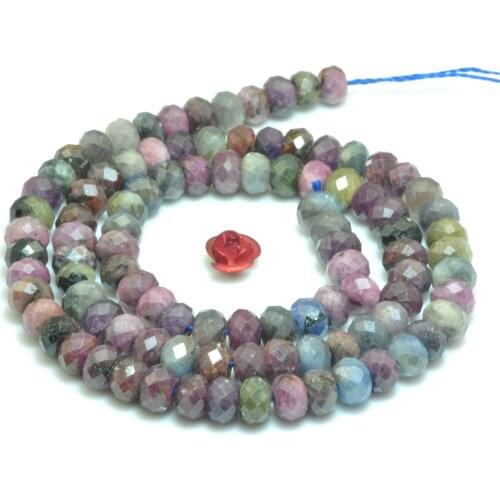 AAA LOOSE BEADS Ruby&Sapphire 4*6MM ROUNDEL faceted 38cm Wholesale for DIY jewelry necklace