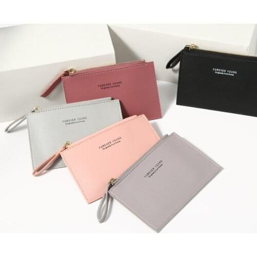 Mens Womens PU Zipper Cash ID Card Credit Card Holder Pure Color Mini Business Card Case Name Card Holder Holiday Gift