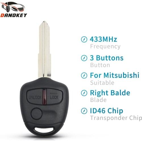 Dandkey Remote Control Car Key For Mitsubishi Lancer Outlander Shogun Pajero 3 Buttons 434MHZ ID46 Chip Keyless Fob MIT11 Blade