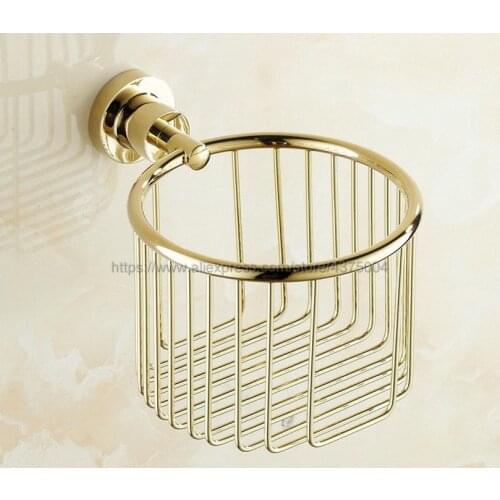 Gold Color Toilet Paper Holder With Shelf Toilet Roll Holders Stand Towel Tissue Basket Paper Holder Nba624