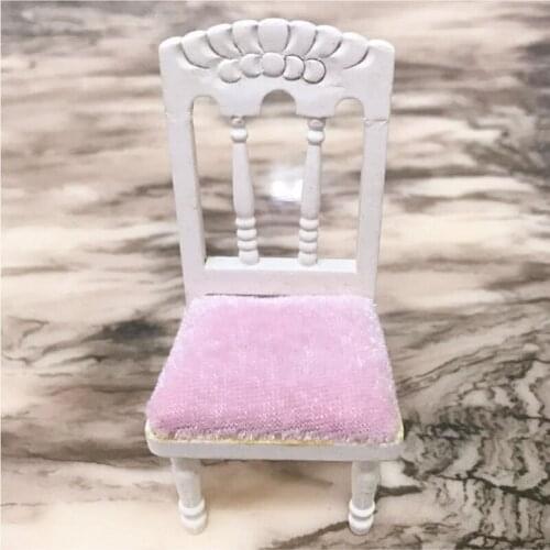 G05-X5215 children gift Toy 1:12 Dollhouse mini ob11 Miniature rement wooden Pink flannel stool 1pcs