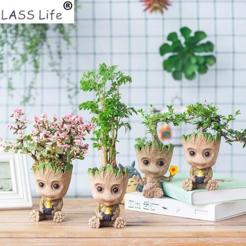 Home Garden Creative Miniature Groot Fairy Garden Decoration Flower Pots Succulent Flowerpots Desktop Decoration Ornaments Gifts