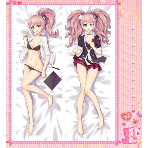 Anime Cartoon Dangan Ronpa Double Bolster Hugging Pillow Case Cover Pillowcase Peach Skin 2 Way / WT No.16266