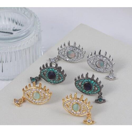 European and American minority design personality creativity devils eye modeling inlaid shining fashion earrings earrings girls